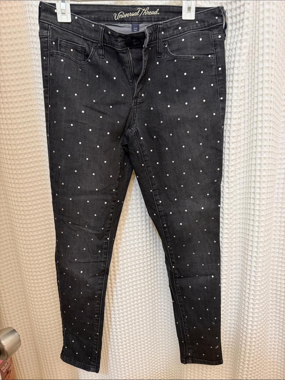 Universal Thread Black Skinny Jeans with White Polka Dots